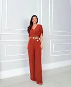 Macacão Feminino Pantalona com Manga Ampla – Elegante e Confortável