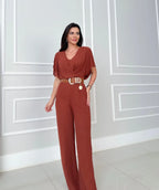 Macacão Feminino Pantalona com Manga Ampla – Elegante e Confortável