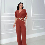 Macacão Feminino Pantalona com Manga Ampla – Elegante e Confortável