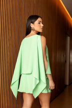 Conjunto 3 peças com bata e short saia