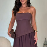 Vestido Curto Tomara que Caia com Saia Plissada