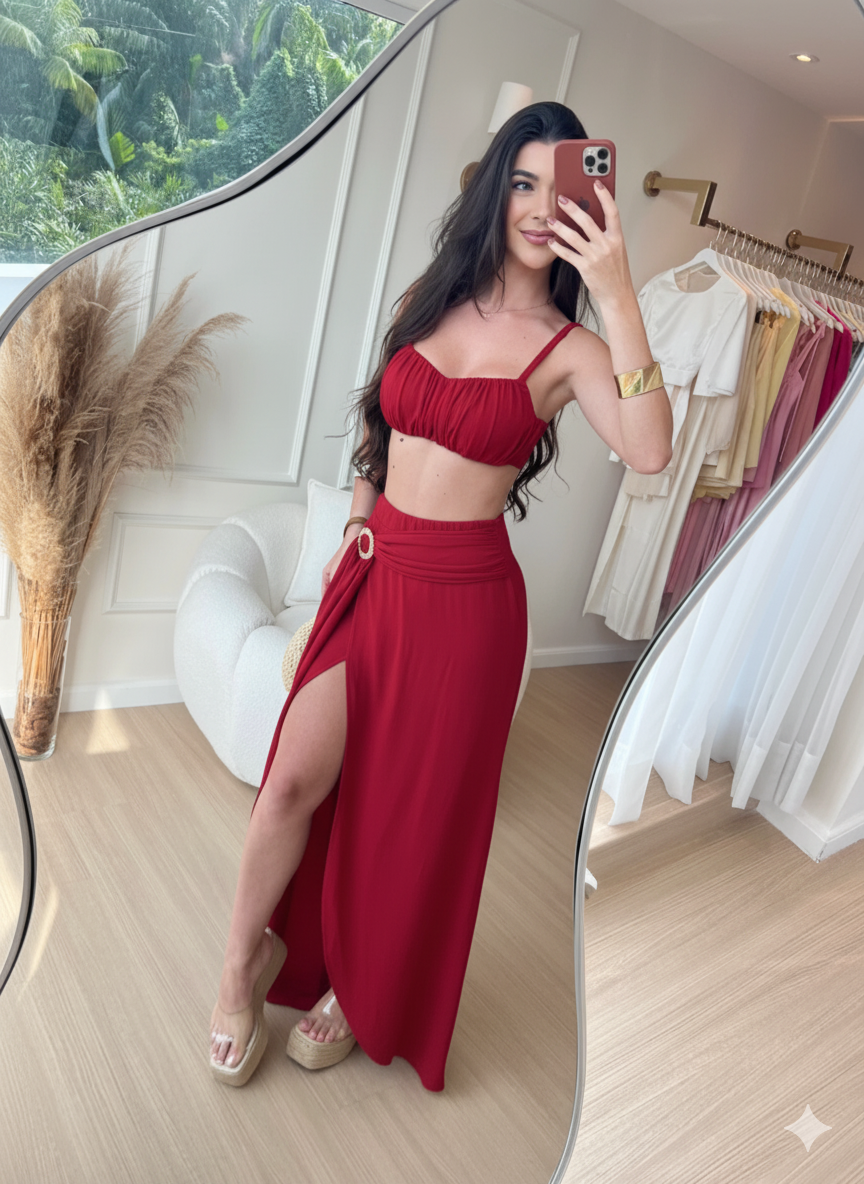 Conjunto 2 peças Saia Longa e Top