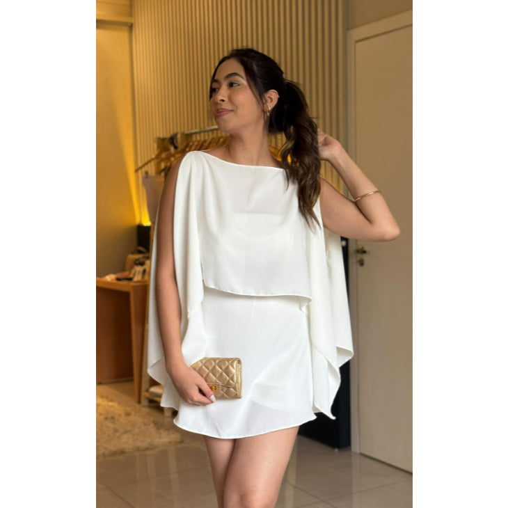 Conjunto 3 peças com bata e short saia