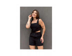 Conjunto Feminino Cropped com Recortes + Short Alfaiataria